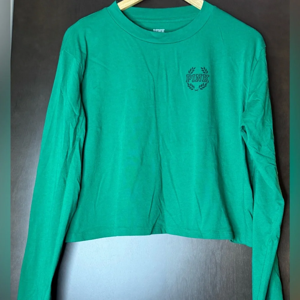 NWOT PINK VS Green Long Sleeve Crop Top - Picture 1 of 6